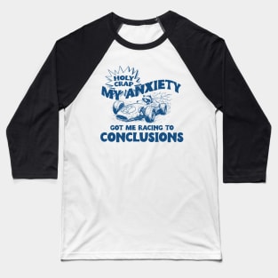 My Anxiety Got Me Racing To Conclusions Retro 90s T-Shirt, Raccoon Racing Graphic T-shirt, Funny Race T-Shirt, Vintage Animal Gag Baseball T-Shirt